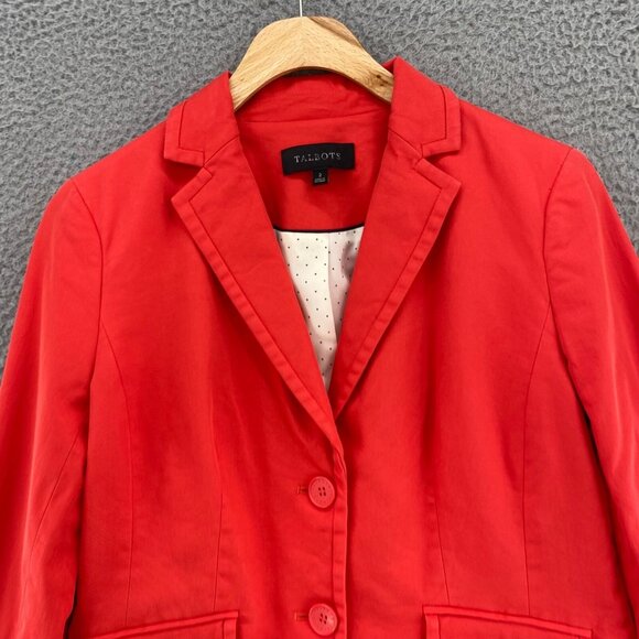Talbots Blazer Womens 2 Orange Button Up Pockets Stretch Jacket Office Career - Picture 3 of 10